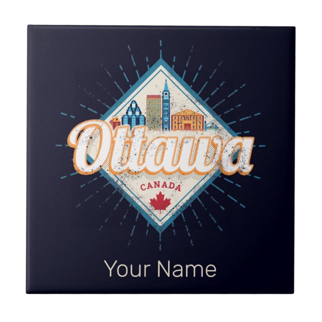 Azulejo Ottawa Skyline Ontario Retro Canada Vintage (Frente)
