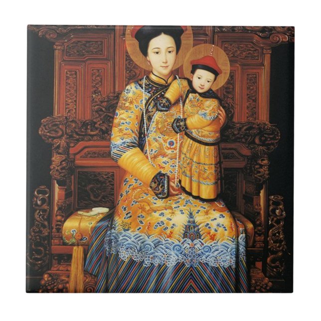 Azulejo Our Lady of China (中华圣母, 中華聖母) Chinese Virgin Mary (Frente)