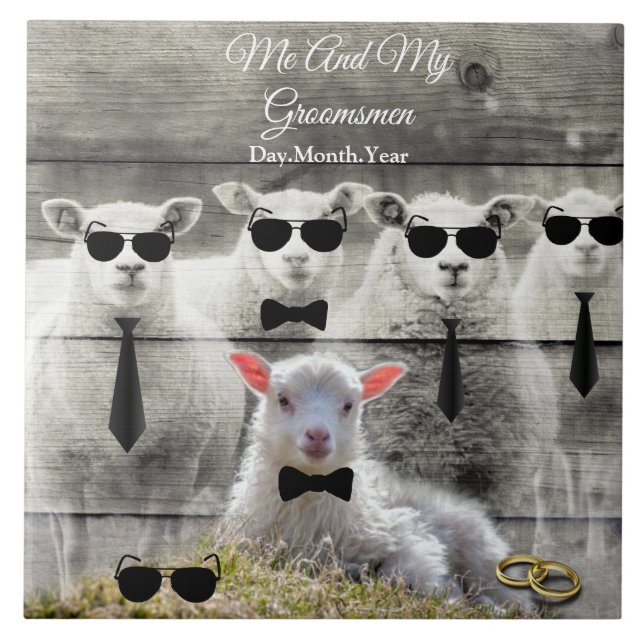 Azulejo Oveja Groomsmen Lámpara Bebé (Frente)