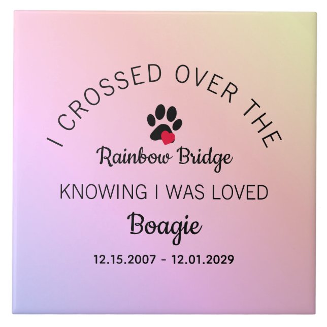 Azulejo Over The Rainbow Bridge Custom Pet Memorial (Frente)