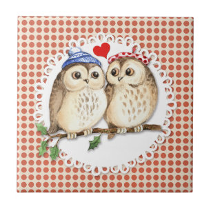 Azulejo Owl Love
