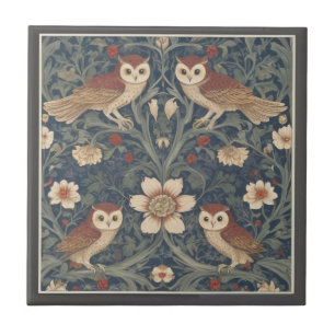 Azulejo Owl Pattern Vintage William Morris style Owls