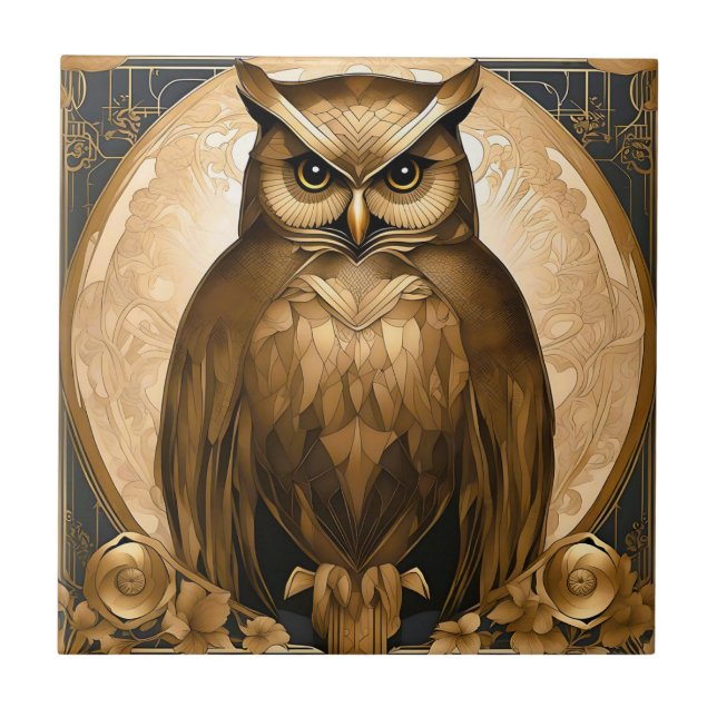 Azulejo Owl Retro Art Deco (Frente)