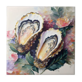 Azulejo Oyster Floral Art
