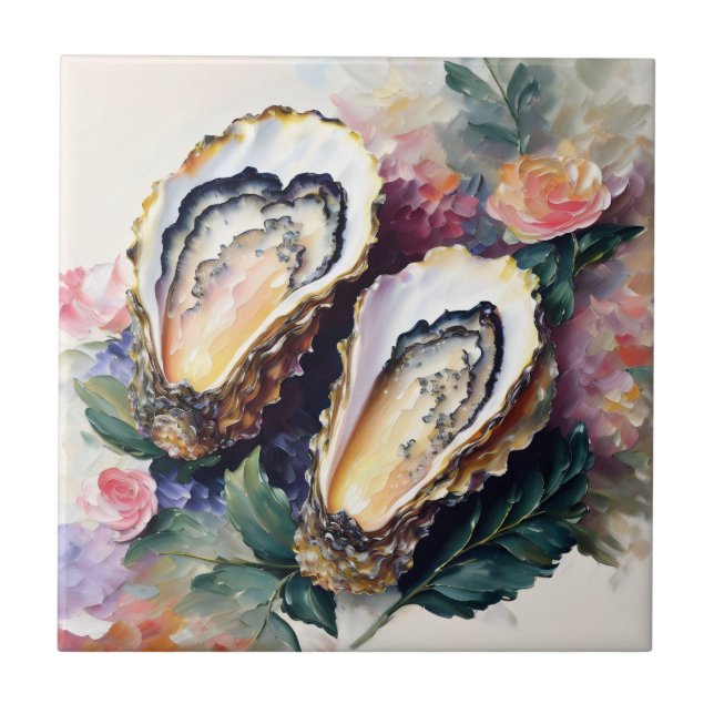 Azulejo Oyster Floral Art (Frente)