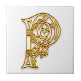 Azulejo P Monograma "Oro irlandés" Tile cerámico