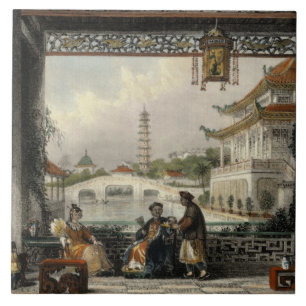 Azulejo Pabellón y jardines de un mandarín cerca de Pekín,