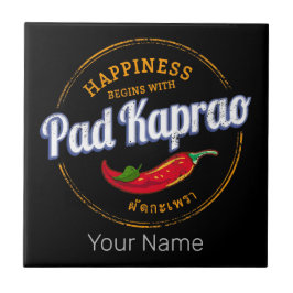 Azulejo Pad Kaprao Chili Street Food Vintage Tailandia