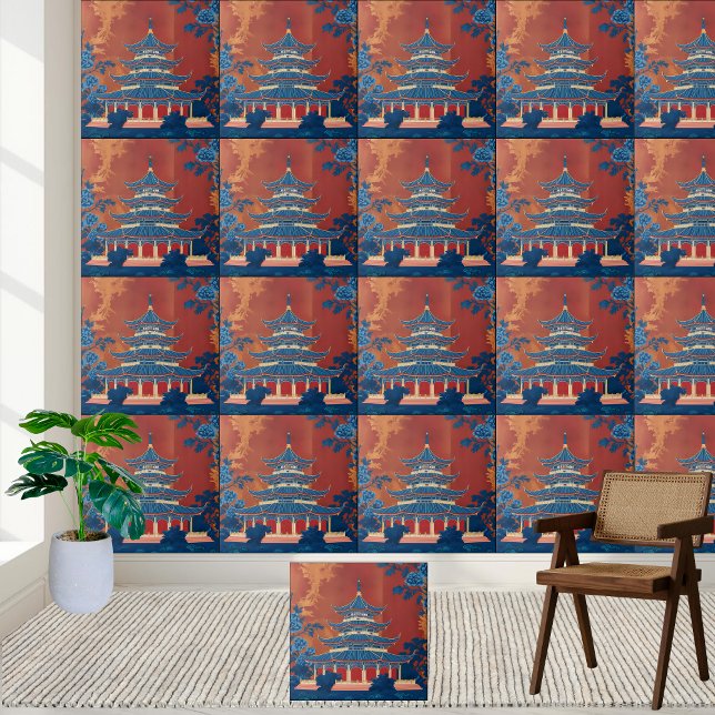 Azulejo Pagoda Oriental Tradicional (Traditional Oriental Pagoda Tile)