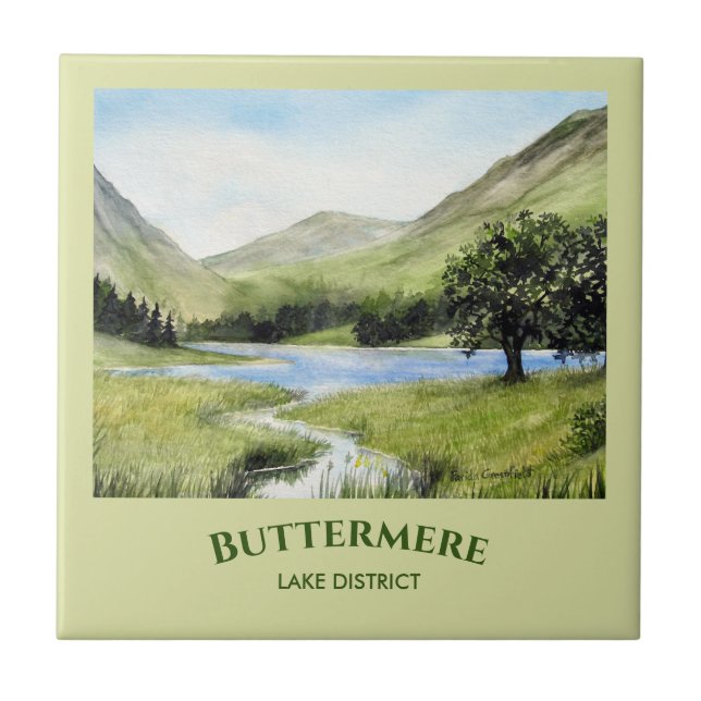 Azulejo Paintaje paisajístico acuarela de la Buttermere de (Frente)