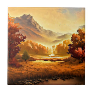 Azulejo Paintaje paisajístico de otoño-1