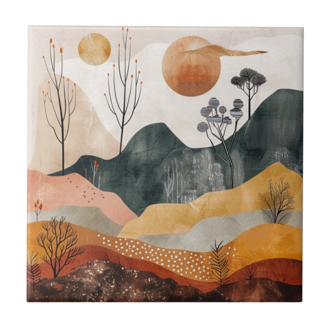 Azulejo Paisaje abstracto de Boho (15) (Frente)