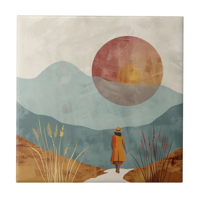 Azulejo Paisaje abstracto de Boho (23) (Frente)