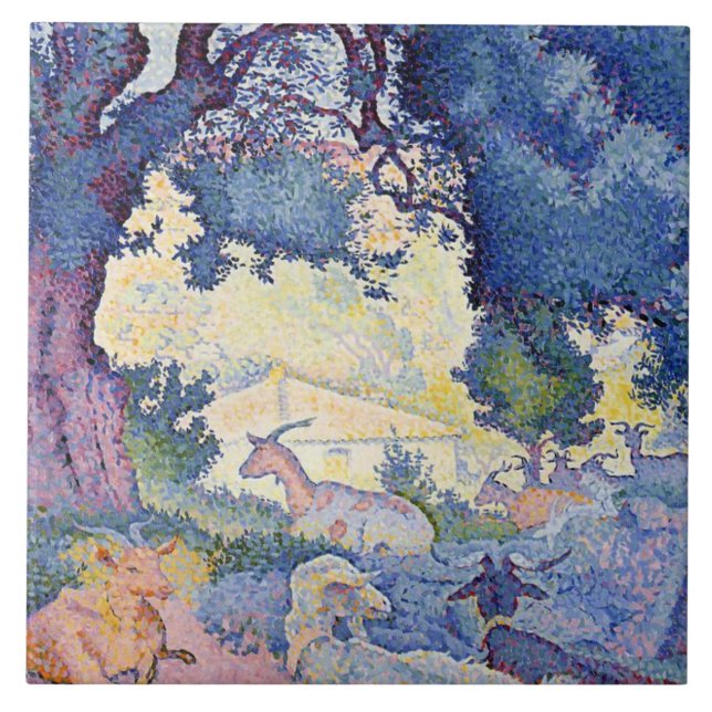 Azulejo Paisaje con cabras (por Henri-Edmond Cross) (Frente)