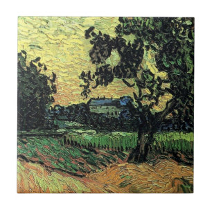 Azulejo Paisaje con Chateau de Auvers por Vincent van Gogh