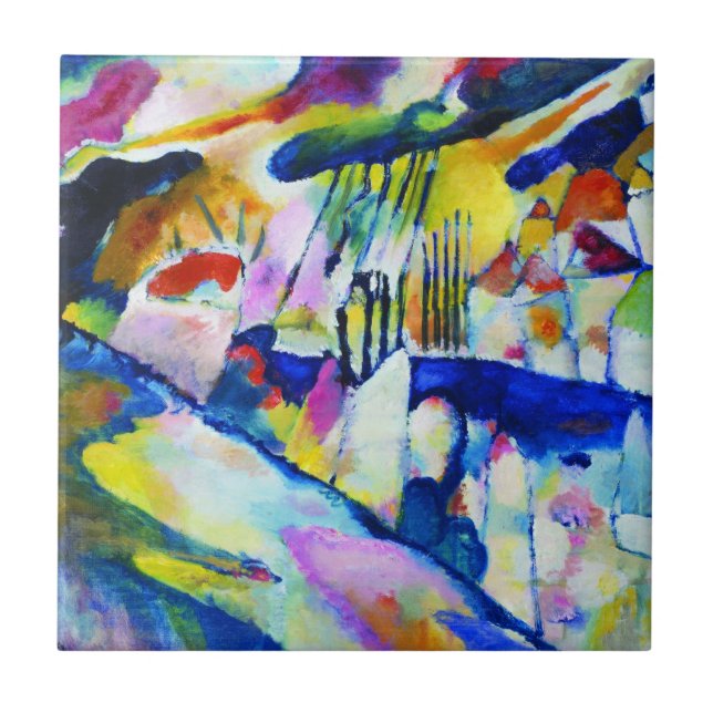 Azulejo Paisaje con lluvia de Wassily Kandinsky (Frente)