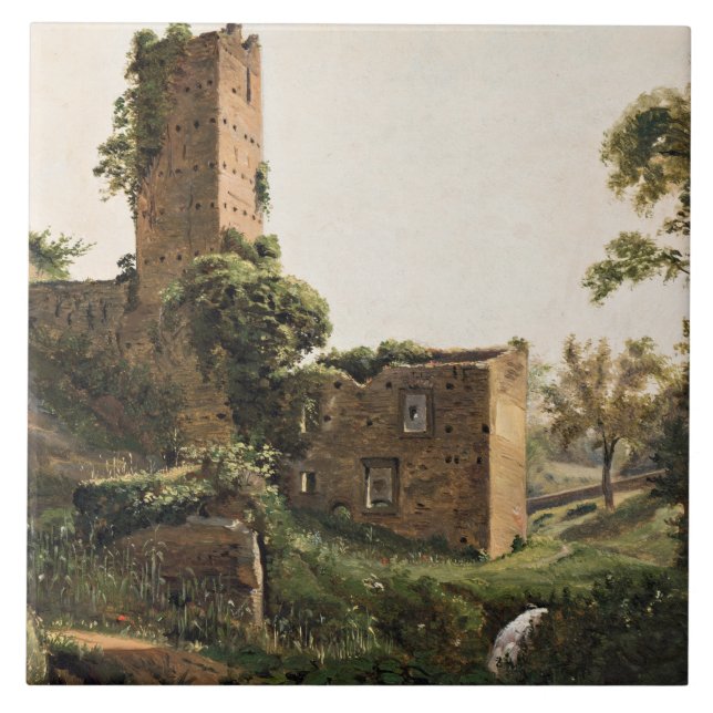 Azulejo Paisaje con ruinas (antiguo edificio en ruinas) (Frente)