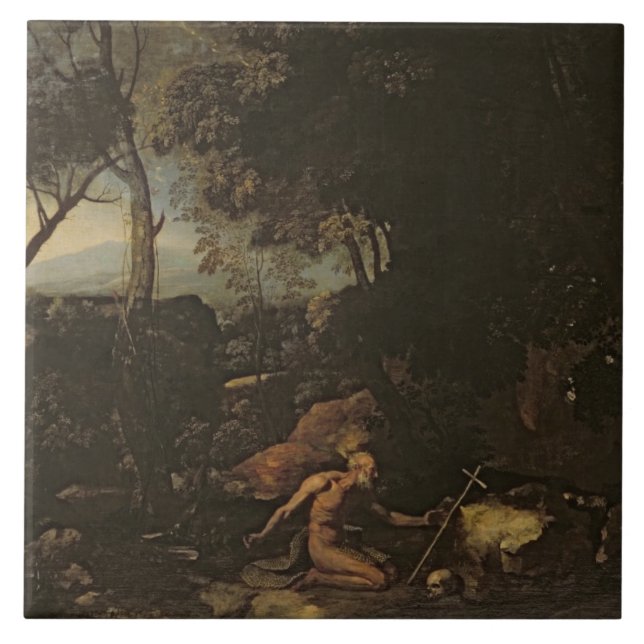 Azulejo Paisaje con St Jerome (Frente)