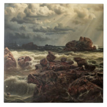 Paisaje costero con buques en el horizonte