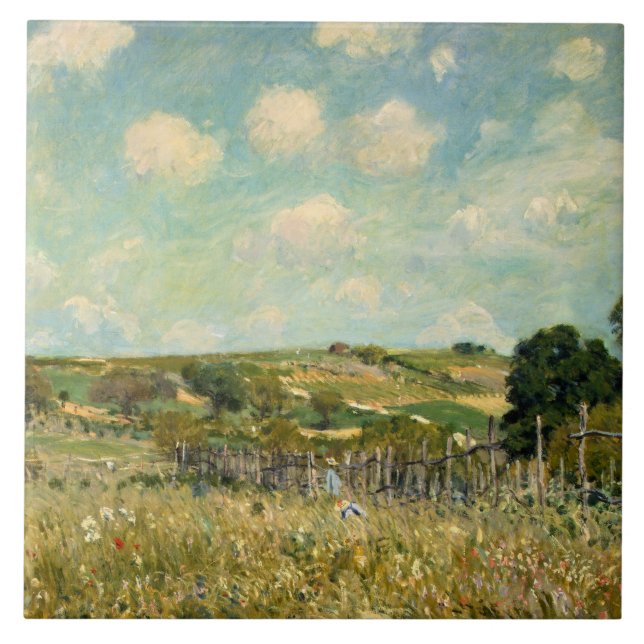 Azulejo Paisaje Country Meadow (por Alfred Sisley) (Frente)