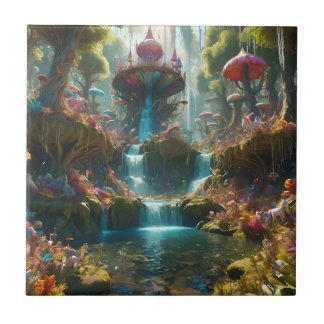 Azulejo Paisaje de cascada mágico