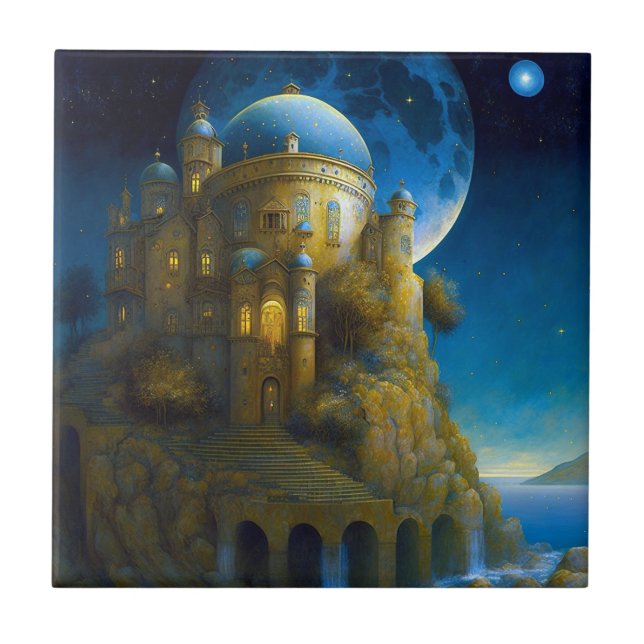 Azulejo Paisaje de Castle Fantasy Moon (Frente)