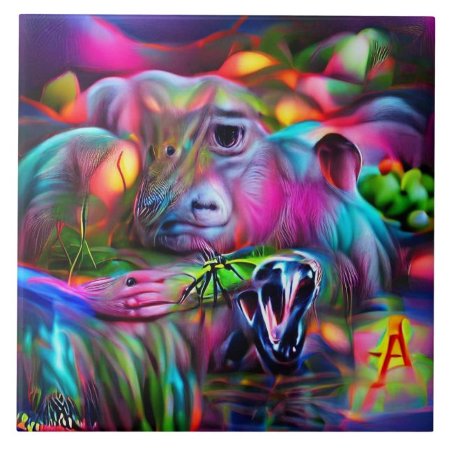 Azulejo Paisaje de ensueño vivo: Agrizoofobia (Frente)