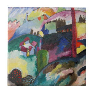 Azulejo Paisaje de Kandinsky con chimenea de fábrica