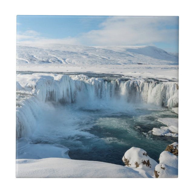Azulejo Paisaje de la cascada Godafoss (Frente)