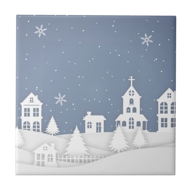 Azulejo Paisaje de la Iglesia navidad (Frente)