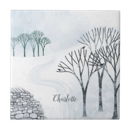 Azulejo Paisaje de nieve de invierno personalizado
