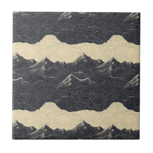 Azulejo Paisaje de nubes de montaña vintage (6)