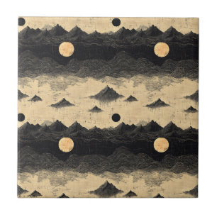 Azulejo Paisaje de nubes de montaña vintage (9)