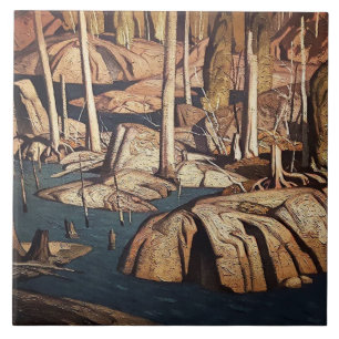 Azulejo Paisaje de remanso pintado por el canadiense AJ Ca