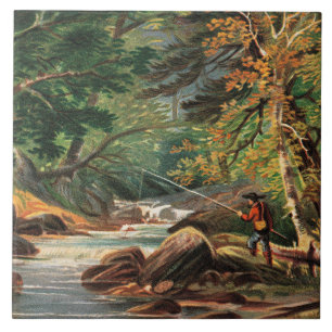 Azulejo Paisaje de Vermont, El arroyo de truchas,