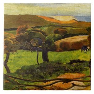 Azulejo Paisaje desde Bretaña por Paul Gauguin
