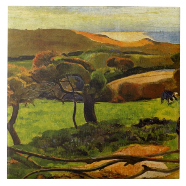 Azulejo Paisaje desde Bretaña por Paul Gauguin (Frente)