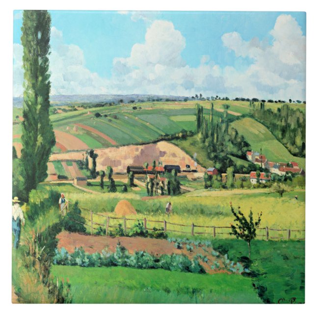 Azulejo Paisaje en Les Patis, Pontoise, pintura famosa, (Frente)
