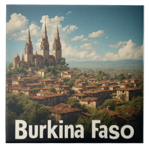 Azulejo Paisaje escénico y pueblo de Burkina Faso