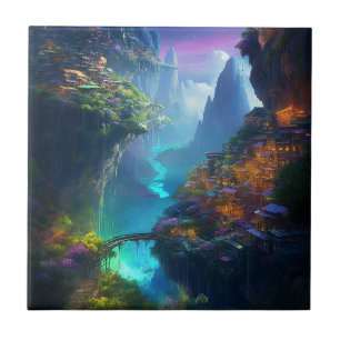 Azulejo Paisaje fantástico colorido surrealista