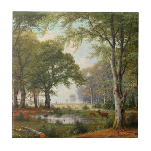 Azulejo Paisaje Forestal por la noche