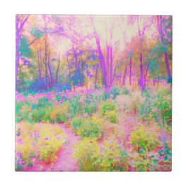 Azulejo Paisaje iluminado en los jardines rosados y corale