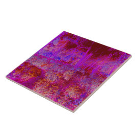 Azulejo Paisaje Impresionista Rojo y Magenta Trippy