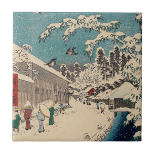 Azulejo paisaje invernal de Hiroshige Japón ukiyo-e antigu