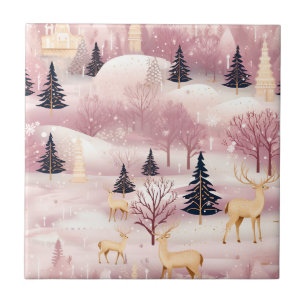 Azulejo Paisaje invernal rosa caprichoso (1)