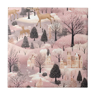 Azulejo Paisaje invernal rosa caprichoso (4)