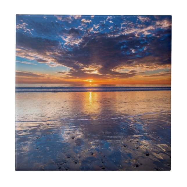 Azulejo Paisaje marino dramático, puesta de sol, CA (Frente)