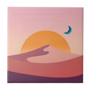 Azulejo Paisaje minimalista del desierto con puesta de sol