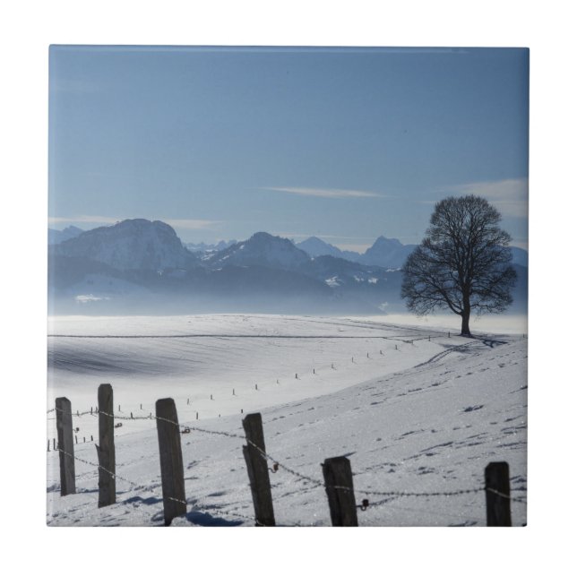 Azulejo Paisaje natural del invierno nevado (Frente)