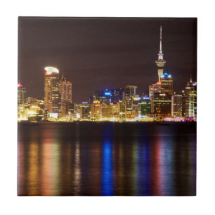 Azulejo Paisaje nocturno de la ciudad de Auckland